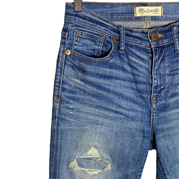 Madewell High Riser Skinny Stretch Jeans Distressed Whiskering Fading 26 - Picture 5 of 15